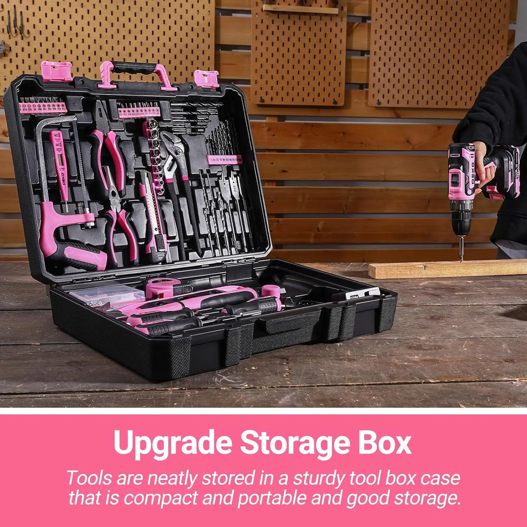 20V Cordless Power Drill Tool Box with Battery