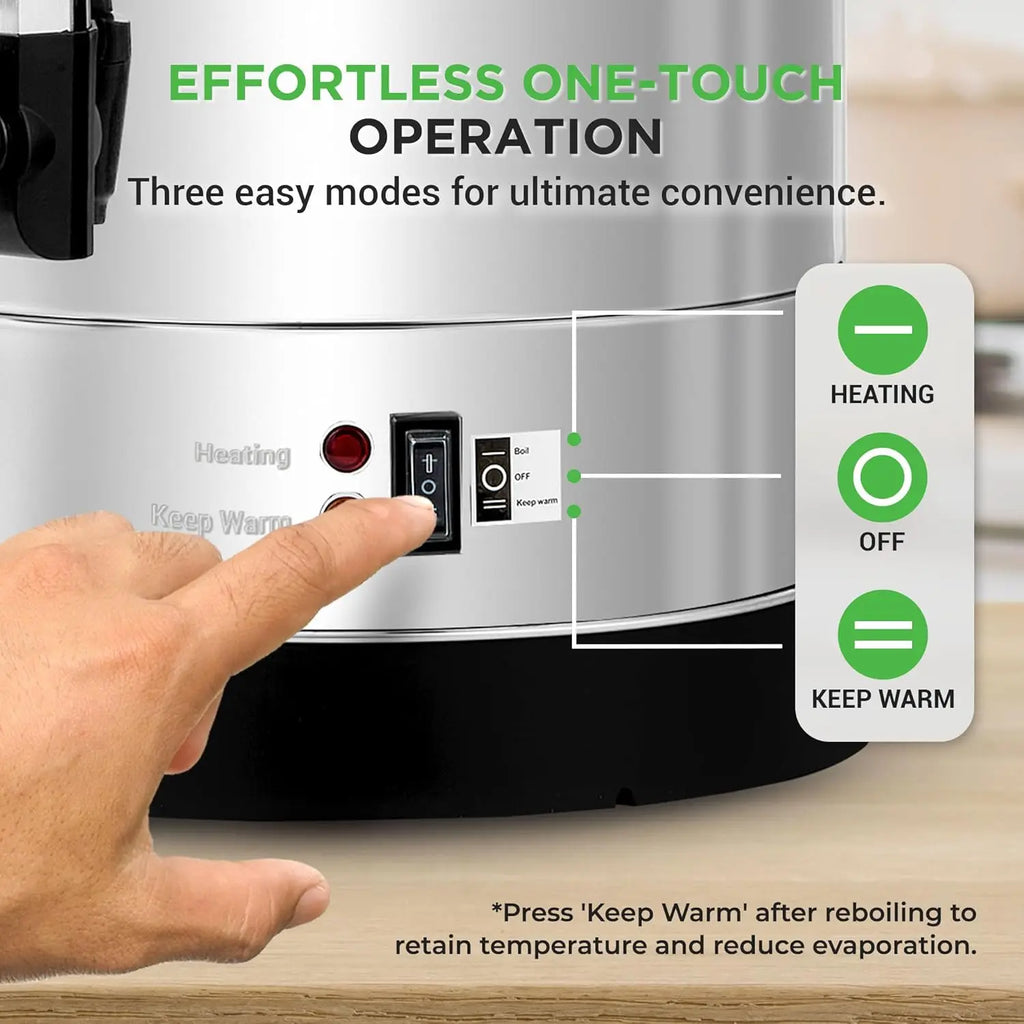 13L Electric Hot Water Dispenser with Safety Lock, Non-Drip Tap, Warm Function, Stainless Steel