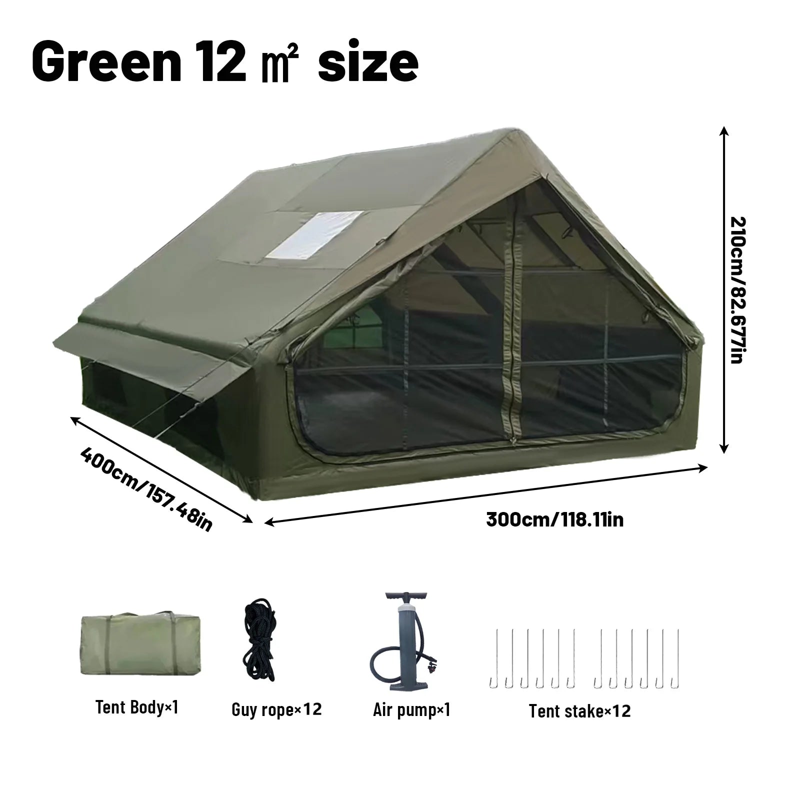 Inflatable Tent With Skylight, Pump, 4-6 Person Outdoor Family Luxury Tent