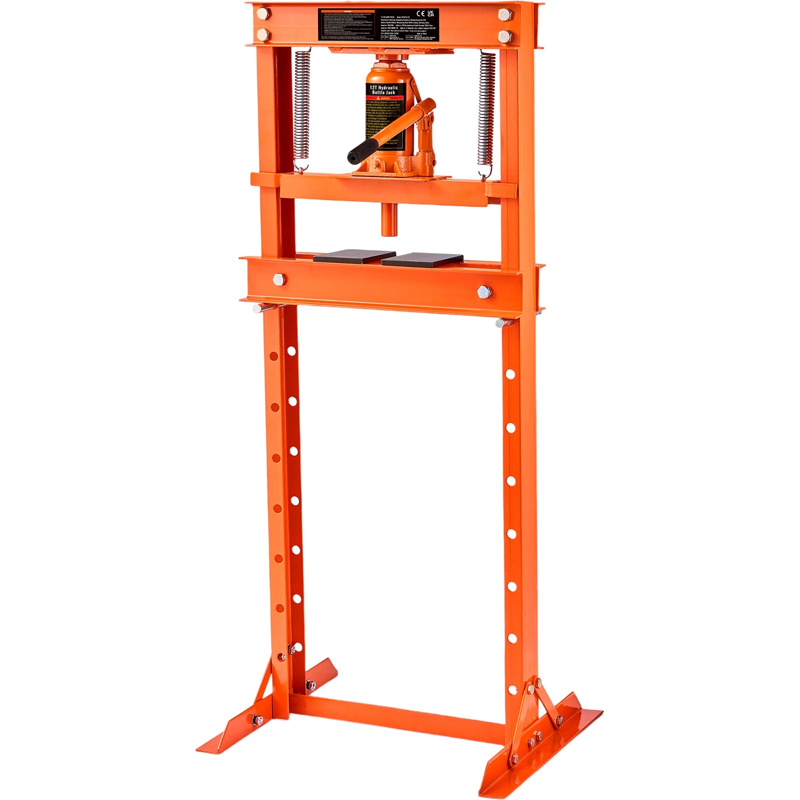 Hydraulic Shop Press 6/12T H-Frame Adjustable Hydraulic Floor Press w/ Plates Heavy Duty