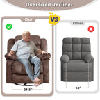 Massage Rocker Recliner with Heat and Vibration, 360 Degree Swivel Manual Antiskid Fabric Single Sofa Heavy Duty Reclining Chair