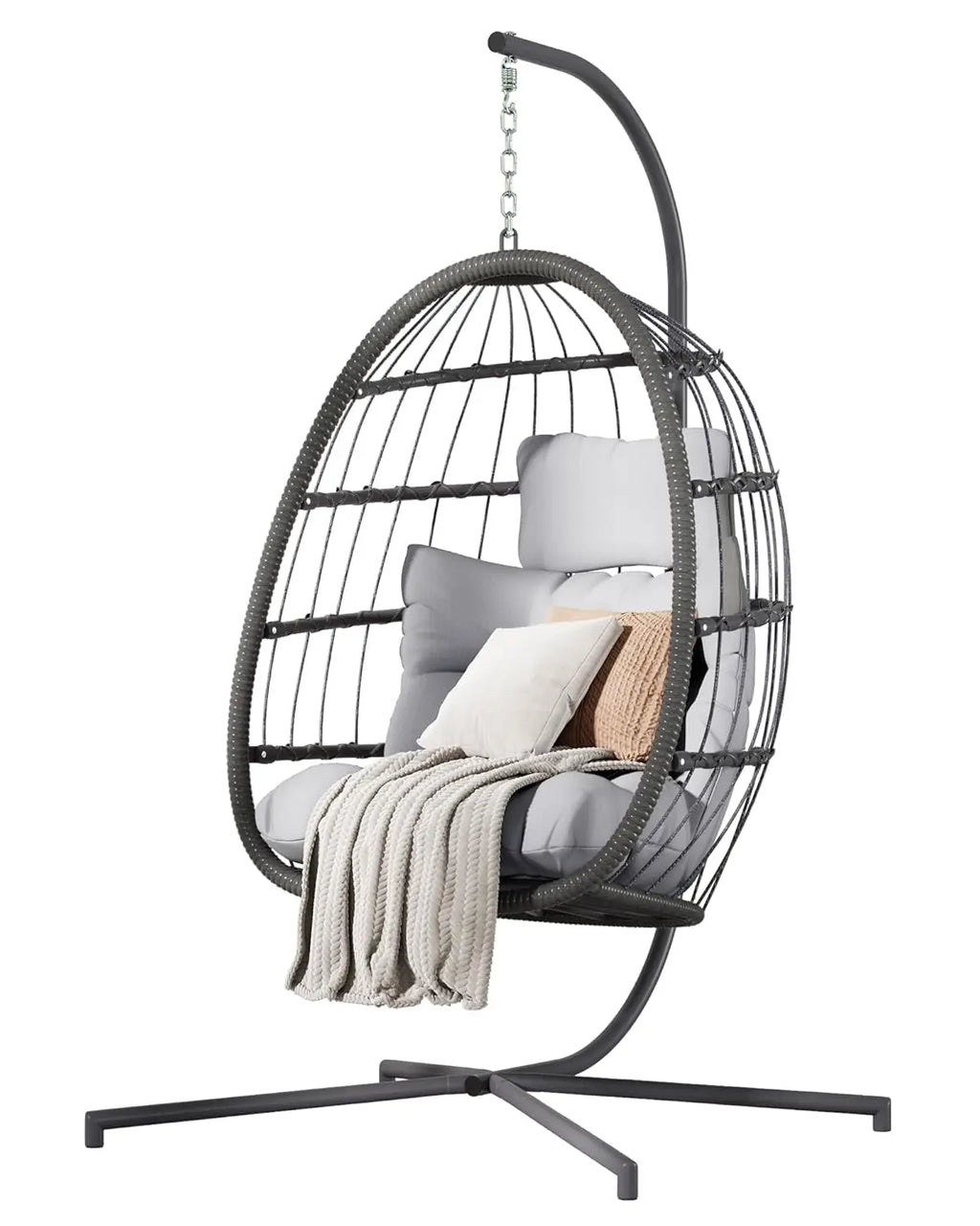 Double Hanging Egg Chair with Stand, Cushion