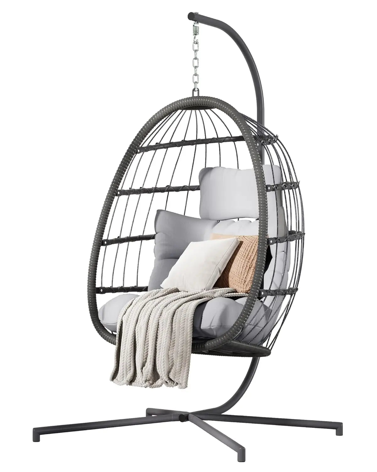 Double Hanging Egg Chair with Stand, Cushion