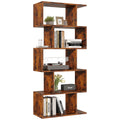 62IN Geometric Bookcase 5 Tier S-Shaped Wooden Display Bookshelf