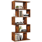62IN Geometric Bookcase 5 Tier S-Shaped Wooden Display Bookshelf
