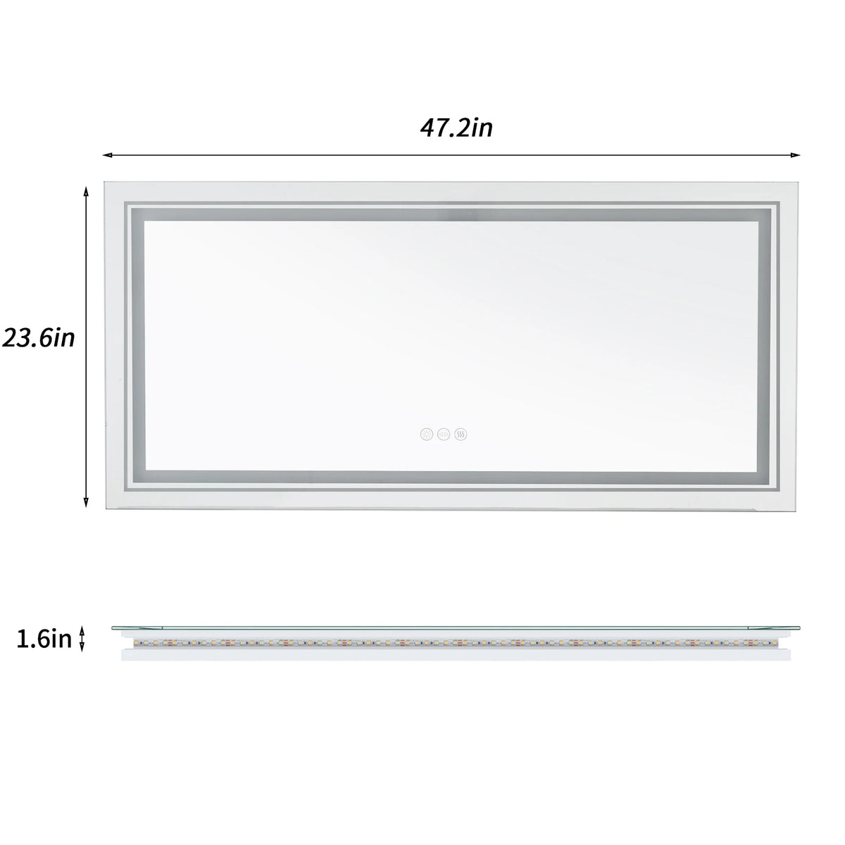 48"X24" LED Bathroom Mirror with Lights, Anti-Fog, Dimmable, Backlit + Front Lit, Lighted Bathroom Vanity Mirror
