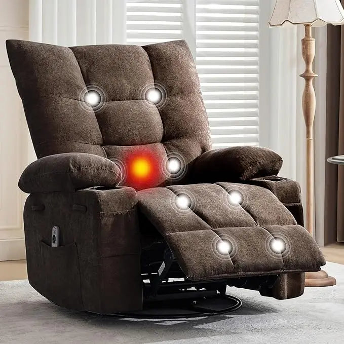 Swivel Rocker Recliner Chair with Heat and Massage
