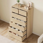 7 Drawer Dresser for Bedroom, 46 in Tall Natural Oak 7 Chest of Drawers with Large Storage for Living Room, Nursery, Entryway
