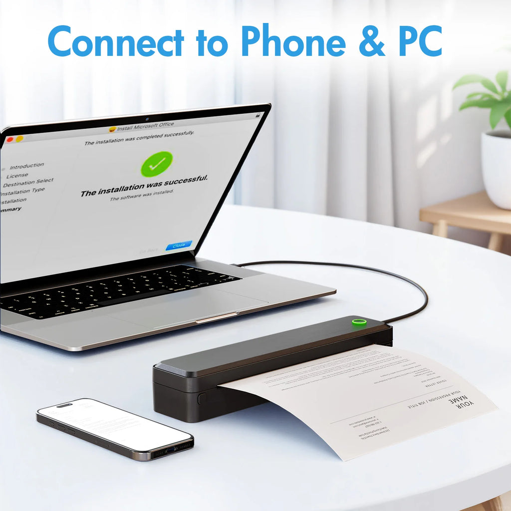Portable Wireless Inkless Thermal A4 Label Maker US Letter/A4/A5/B5 Android iOS Phone & Laptop For Travel Office School