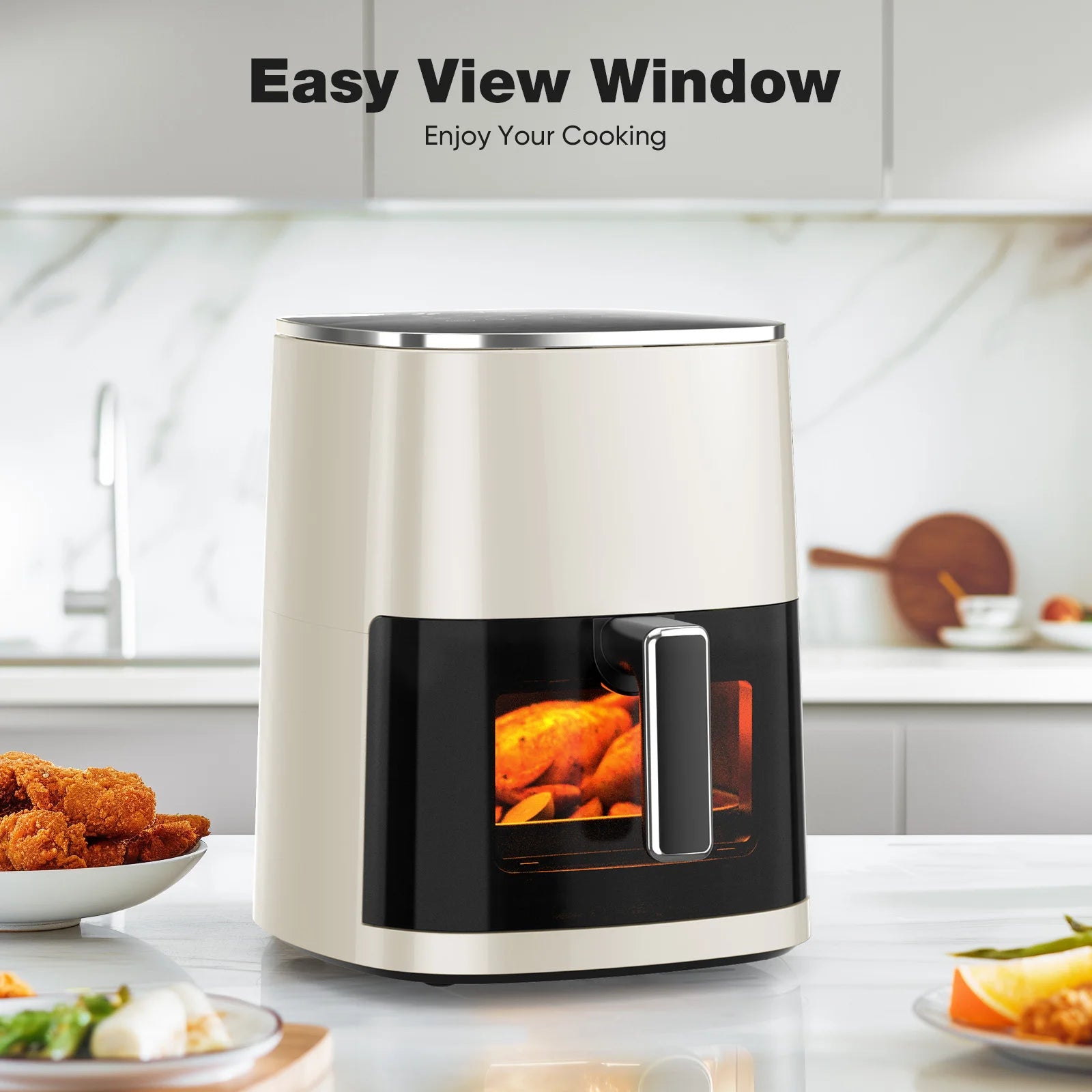 6 Quart Electric Air Fryer with Window Square 400F 12-in-1 Air Fry
