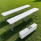 2‑Pack 6 FT Outdoor Folding Plastic Bench, Portable Camping Picnic Bench with 4cm Thick Scratch‑Stain Resistant HDPE Tabletop