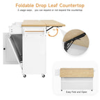 60" Mobile Kitchen Island Table Drop Leaf Home Carts with Power Outlet Spice Towel Rack Trash