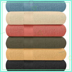 6-Pack Cotton Bath Towels, 27x54 Inches, Lightweight & Quick-Dry, Multi-Color Set