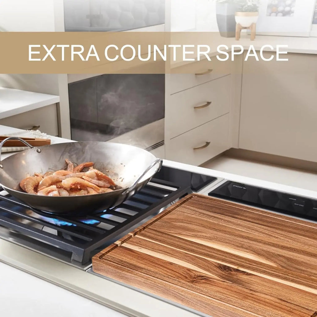 Extra Large Wood Cutting Board with Juice Groove and Handle