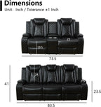 Power Recliner Sofa Set with LED Light for Living Room Furniture