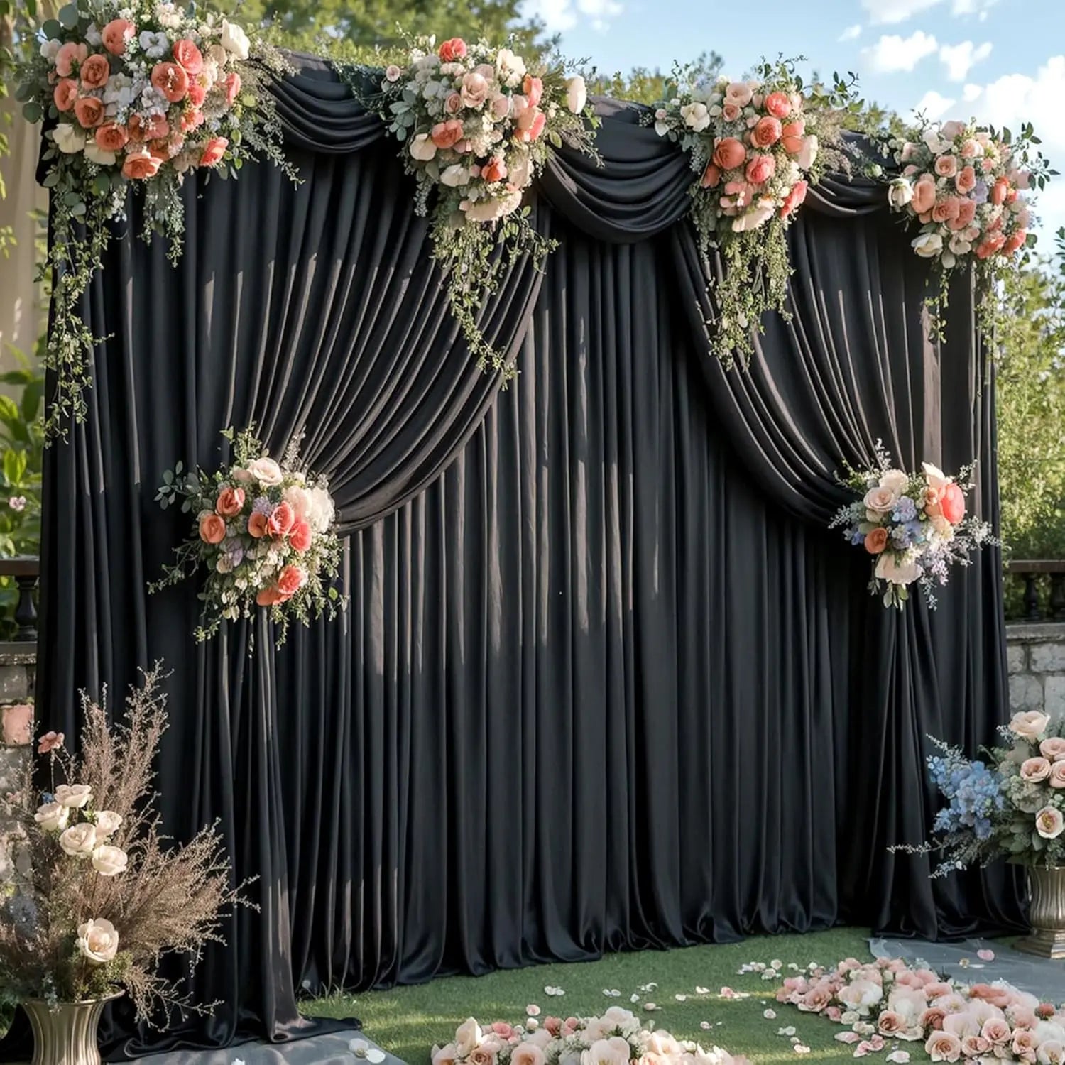 30ft x 10ft Black Backdrop Curtains