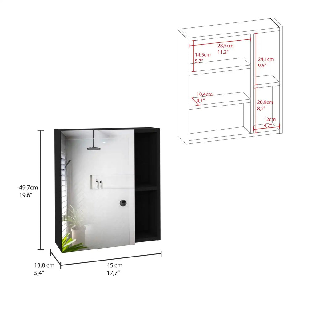 Medicine Cabinet With Mirror, Five Internal Shelves