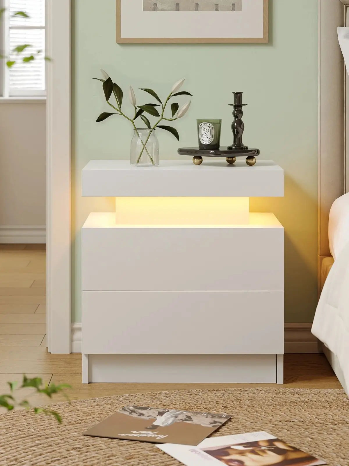 LED Nightstands with 2 Drawers