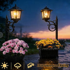 2-Pack Outdoor Solar Light Posts—Solar Street Lights with Planters, Wall-Mounted/Freestanding Planter Lights, Suitable for Gardens, Yards, Pathways, and Porches