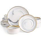 Marble Gold Rim Dinnerware Set for 4
