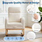 Corduroy Nursery Rocking Chair, Tufted Glider Rocker with Adjustable Footrest & Side Pocket