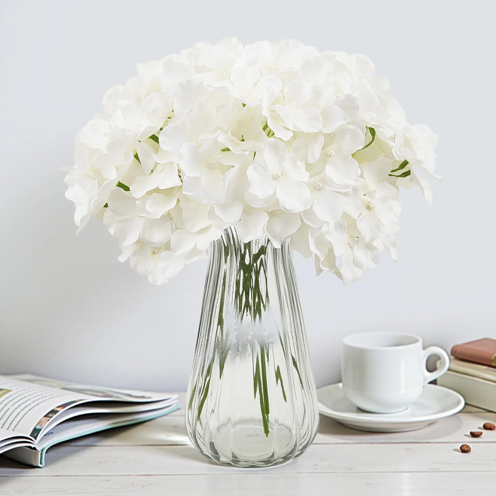 Artificial Flowers Real Looking White Silk Fake Hydrangea