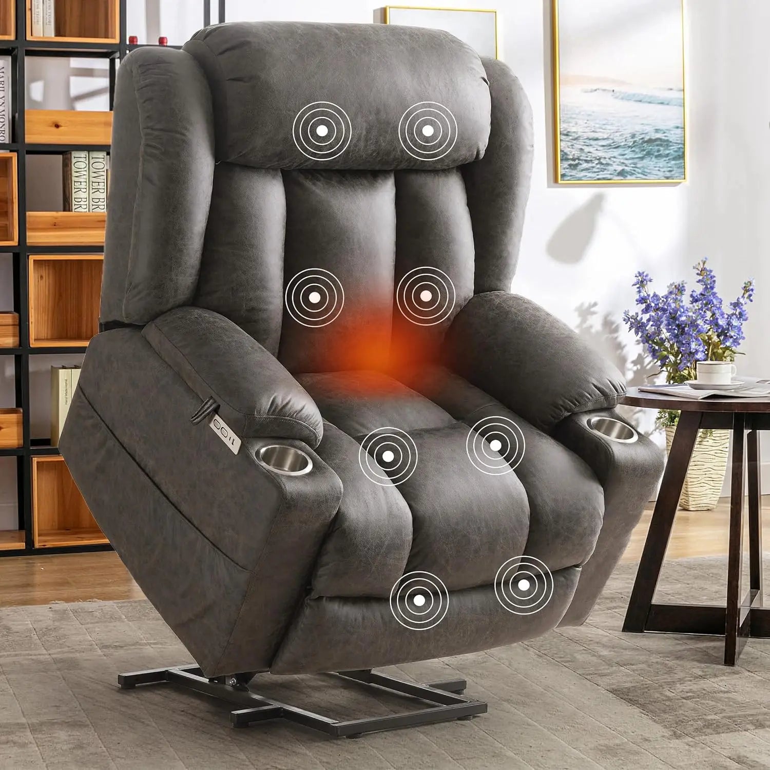 Oversized Power Lift Recliner Chair with Massage and Heat