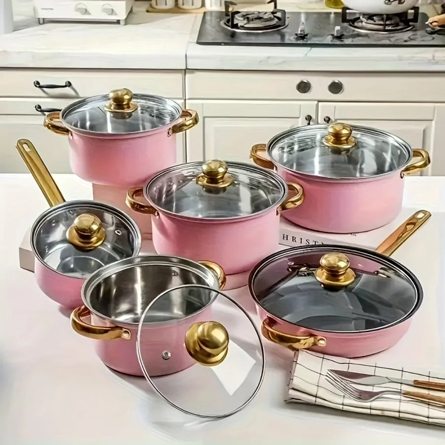 12-Piece Nonstick Fry Pan Set - Induction Cookware for Gas/Electric