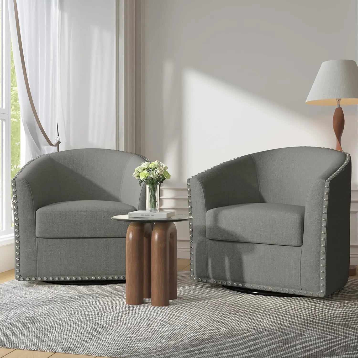 360° Swivel Barrel Accent Chairs Set of 2