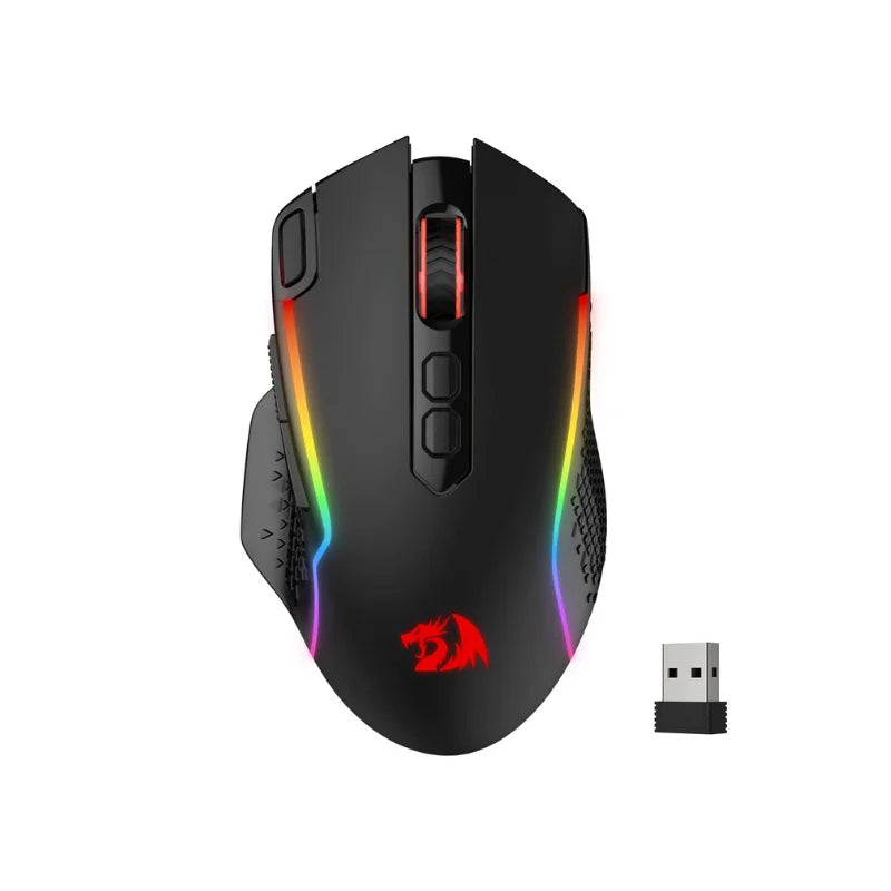 Pro Wireless Gaming Mouse w/ Rapid Fire Key, 8 Macro Buttons, Black/White Mouse