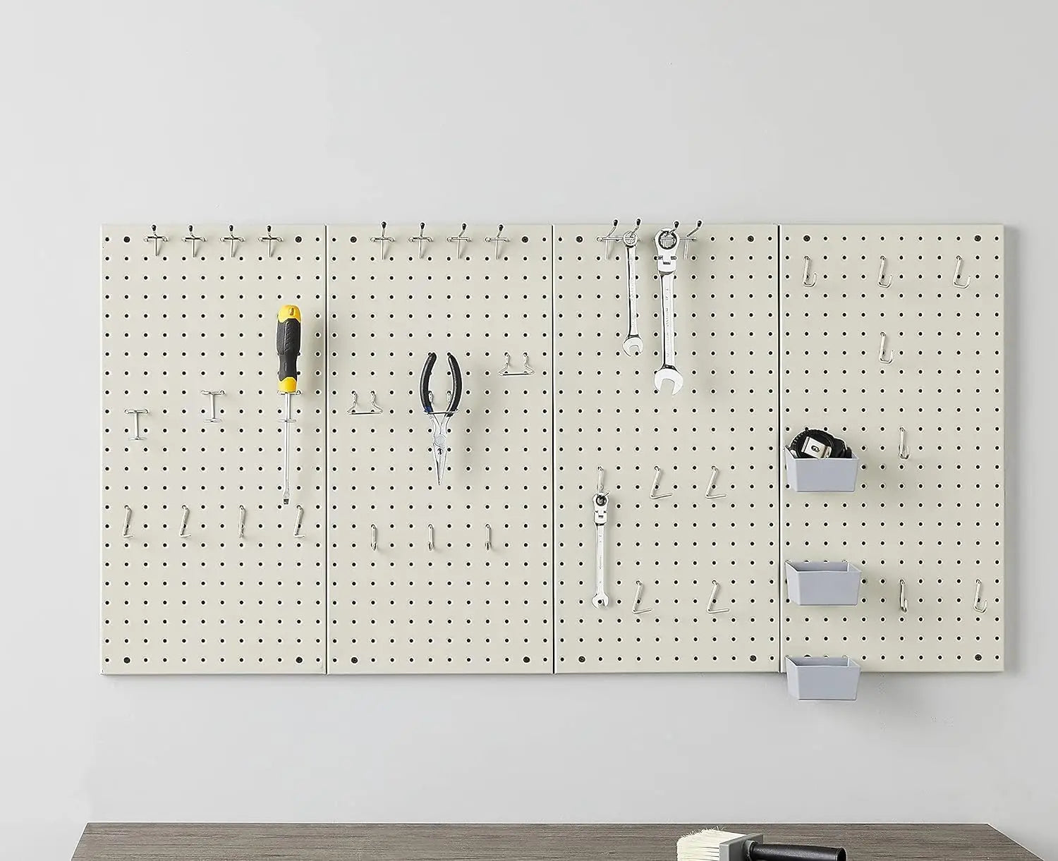 48-Piece Gray Metal Pegboard Kit for Wall Storage, Rust & Scratch Resistant