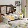 Solid Wood Captains Bed Twin Size Sofa Bed Frame White