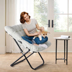 28IN Cozy Saucer Chairs Soft Faux Fur Large Size Folding Lounge