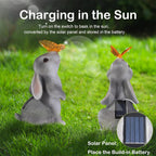 Solar Bunny Statue Garden Decor with Butterfly LED Light