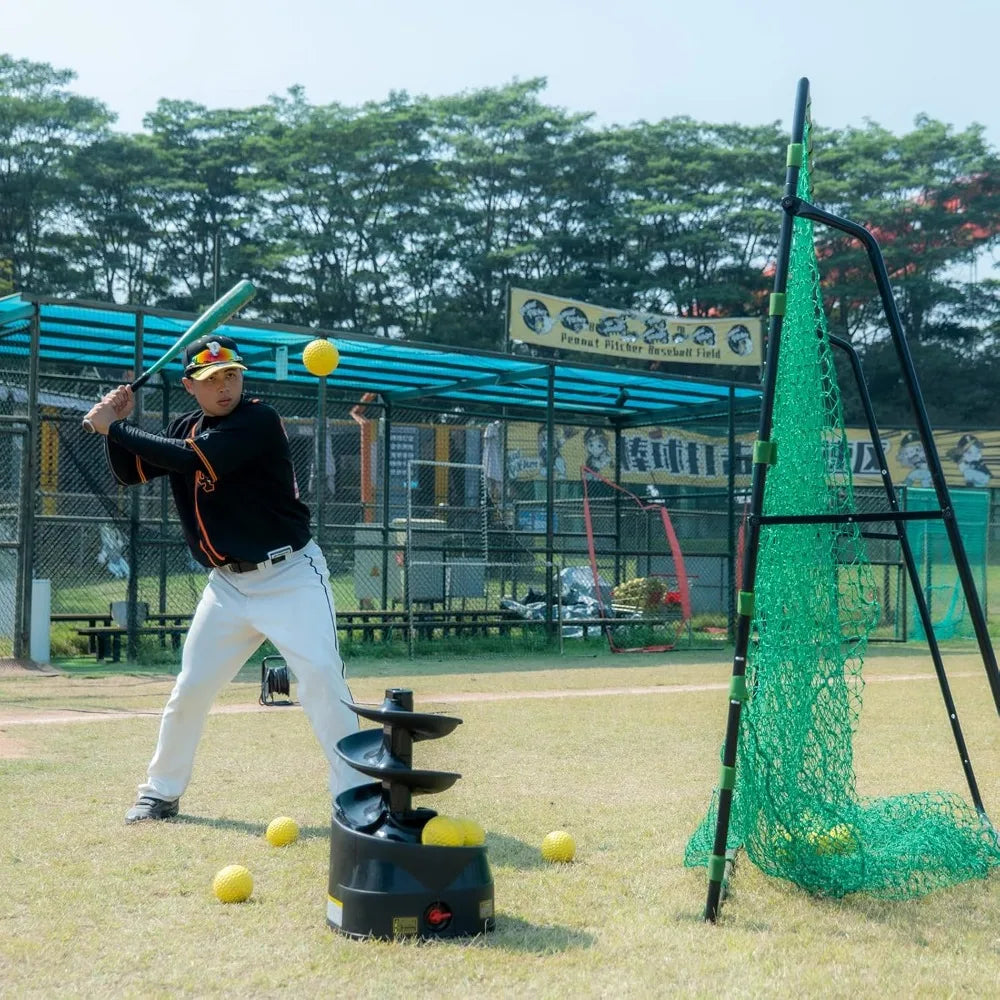 Rechargeable Baseball/Softball Toss Machine with Extendable Ball Stacker, Height Adjustable, Use Regulation Baseballs