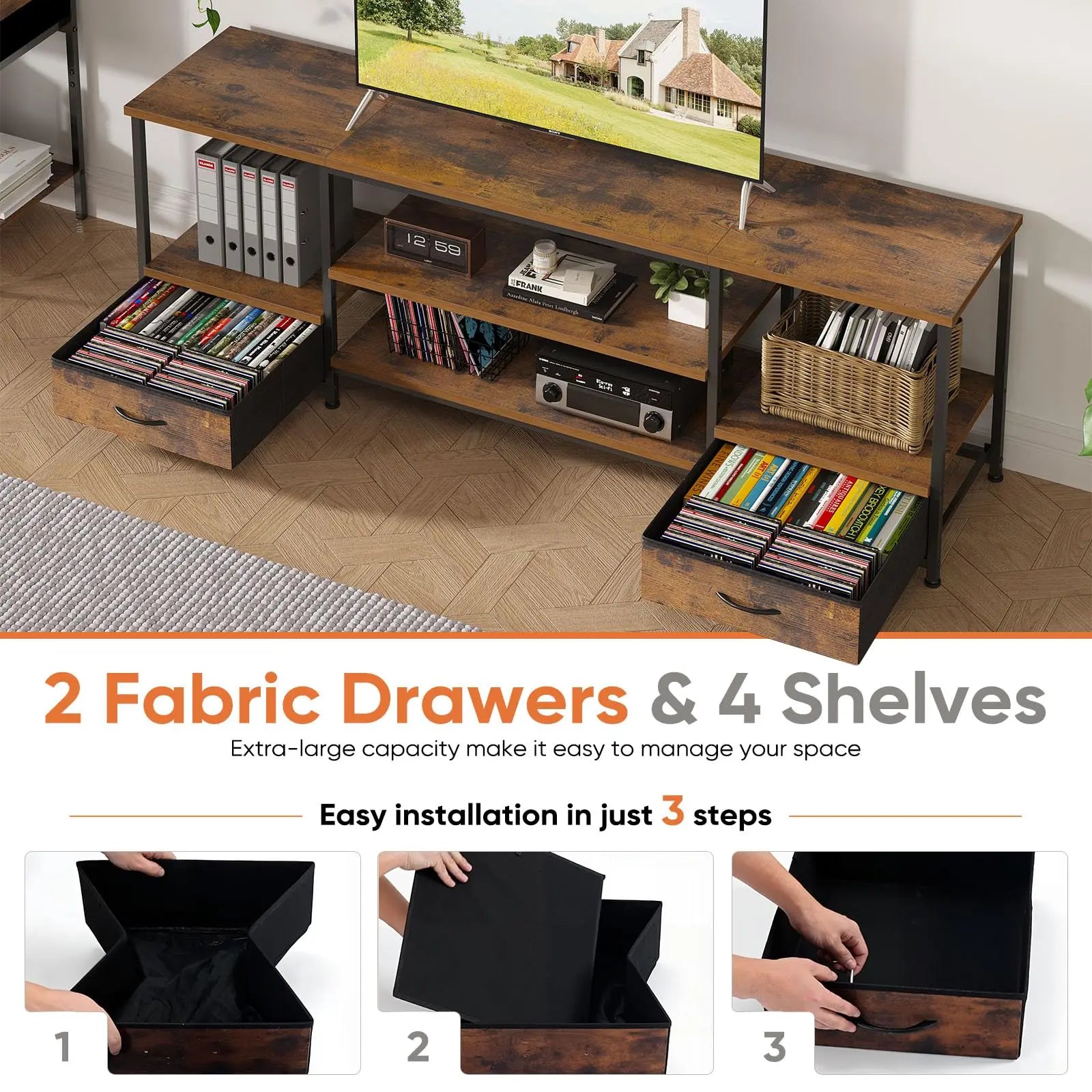 Wooden Tv Stand For Up To 75 Inch TV