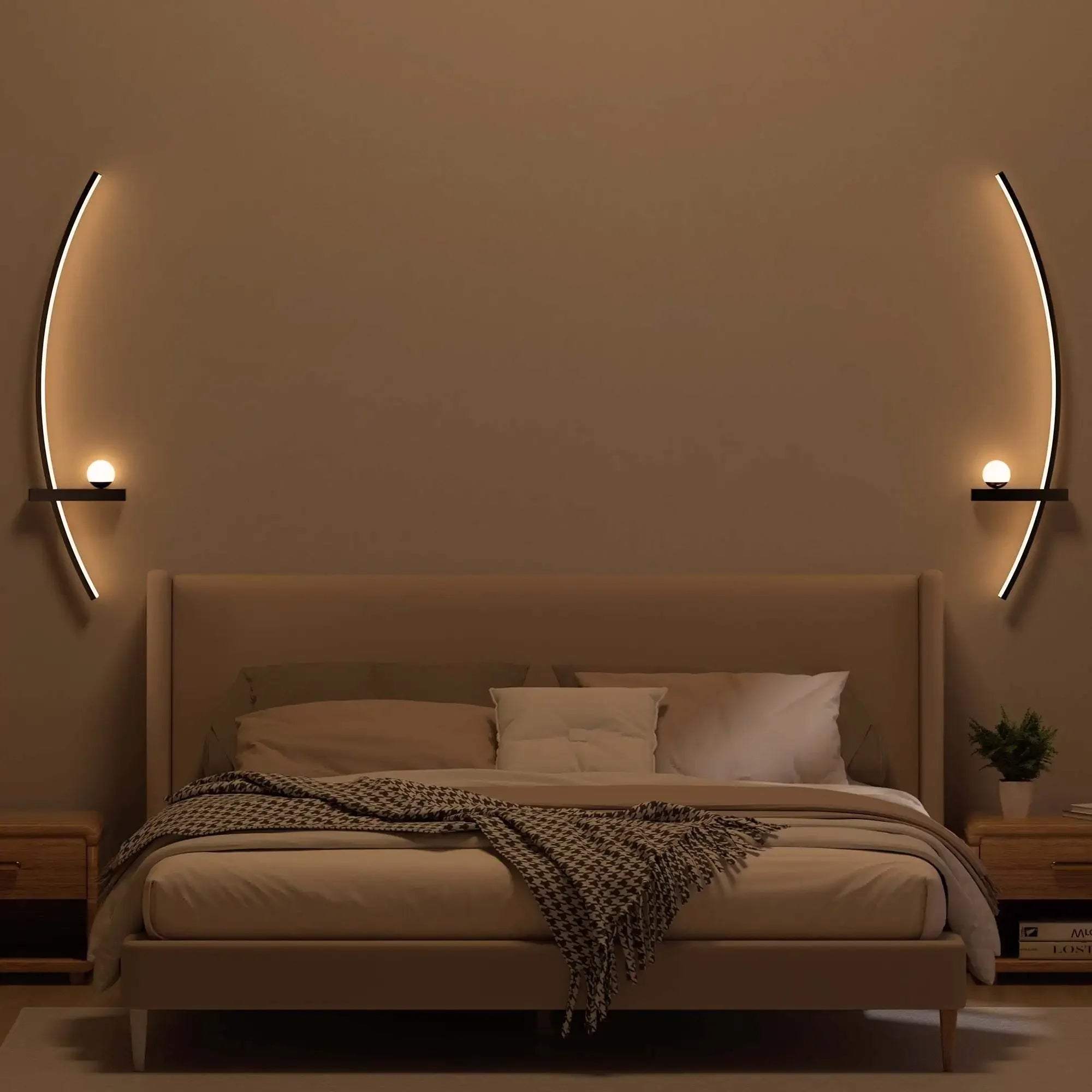 2pcs Modern Adjustable LED Wall Sconce, 31.5" Arched Metal Bedside Lamp, 3000K Warm Glow