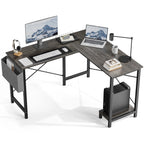50 Inch Office Writing PC Wooden Table with CPU Storage Shelf & Side Bag for Home Office Bedroom Small Space