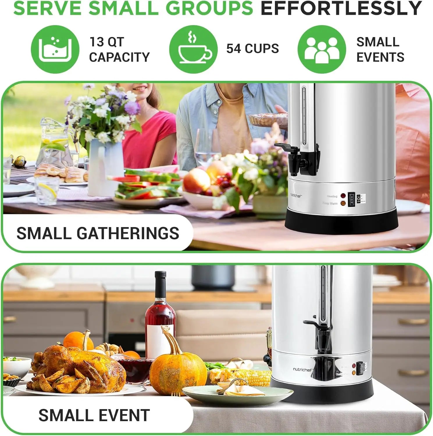 13L Electric Hot Water Dispenser with Safety Lock, Non-Drip Tap, Warm Function, Stainless Steel