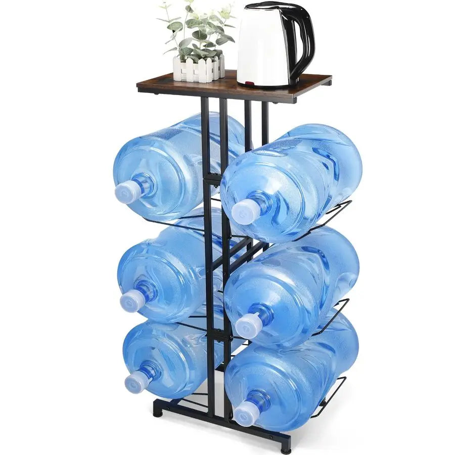 Heavy Duty Water Jug Stand with Storage Shelves