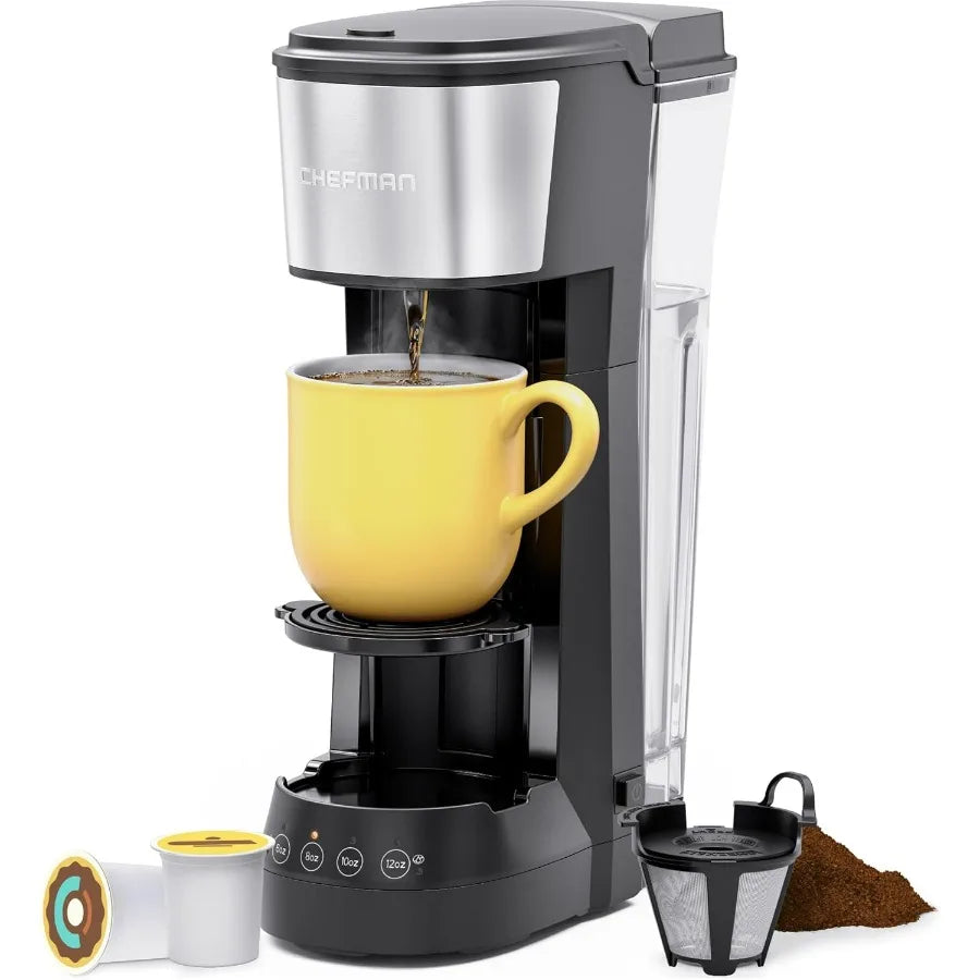 Single Serve Coffee Maker, Compatible with K-Cup Pods and Ground Coffee, Brew 6 to 12oz Cup