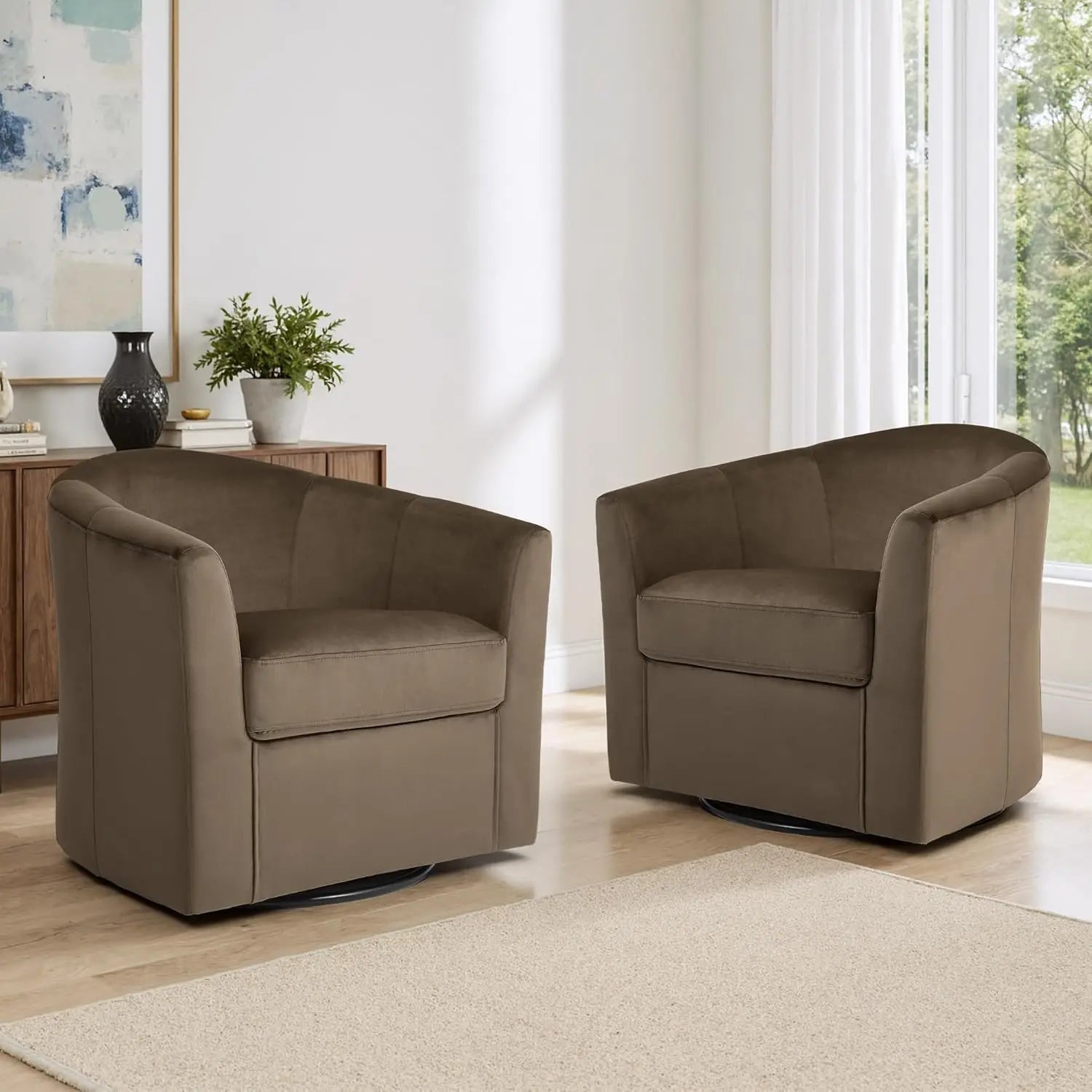 360° Swivel Barrel Accent Chairs Set of 2