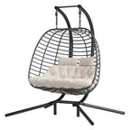 Double Hanging Egg Chair with Stand, Cushion