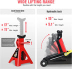 Low Profile Hydraulic Floor Jack Combo with 2 Ratchet Jack Stands, 2 Ton (4000 lbs) Capacity