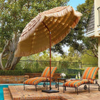 Thatched Garden Umbrella Height Adjustable for Garden Lawn Deck Backyard Patio