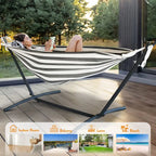 Hammock with Adjustable Stand- Stylish Storage Bag, 600lb Capacity