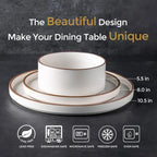 Ceramic Dinnerware Sets for 8, High Edge Stoneware Plates and Bowls Set, Chip and Crack Resistant | Oven & Dishwasher