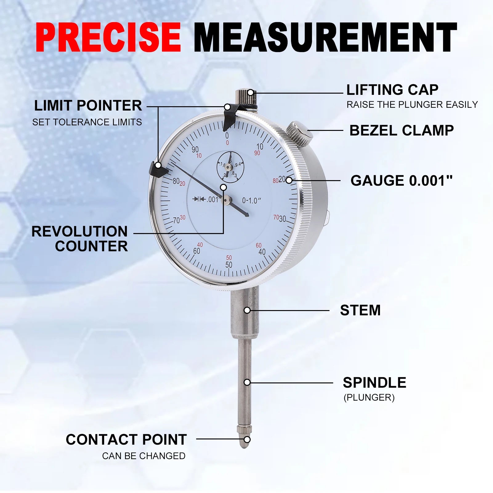 Sleeve Height and Counter Bore Gauge for All Compression-Ignition Engines Portable Cylinder Bore Gauge 0-1.00" Range 0.001"