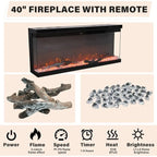 3-Sided Glass Fireplace TV Stand for TVs up to 80''