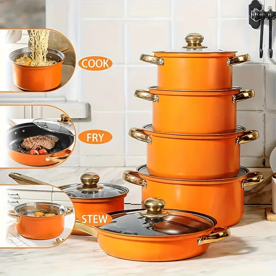 12-Piece Nonstick Fry Pan Set - Induction Cookware for Gas/Electric